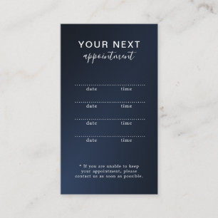 Simple Elegant Navy Blue  Beauty Appointment Card