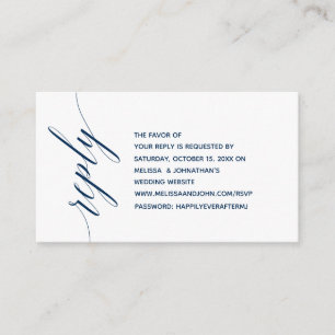 Simple Elegant Navy Blue Calligraphy, Dinner RSVP Enclosure Card