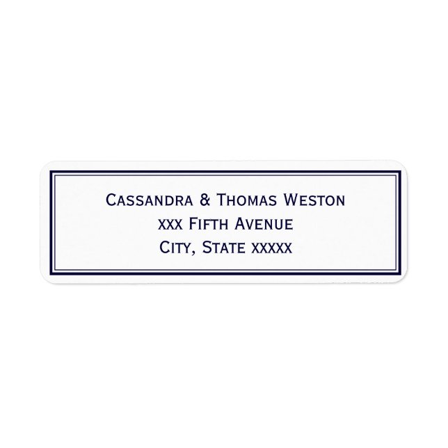Simple Elegant Navy Blue Framed Address Label (Front)