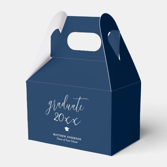 Simple Elegant Navy Blue Graduate 2024 Graduation Favour Box (Front Side)