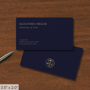 Simple Elegant Navy Blue Lawyer Business Card