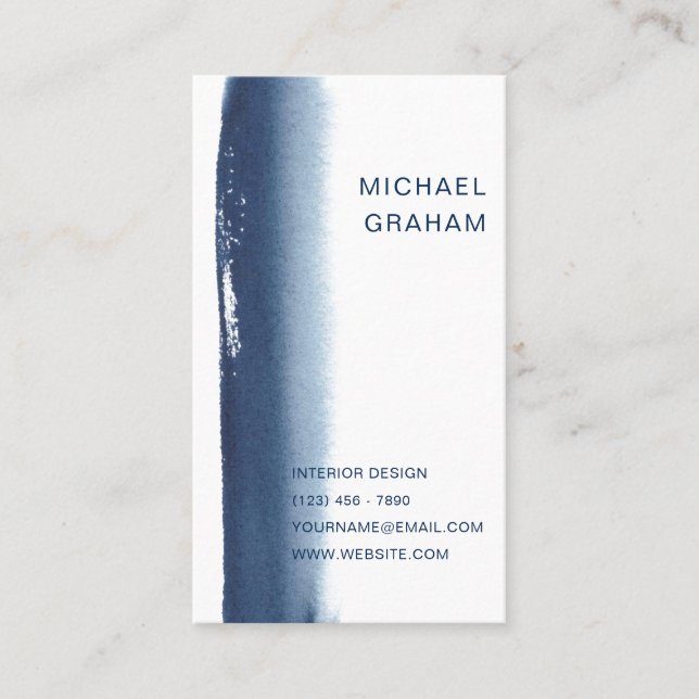 Simple Elegant Navy Blue Modern Business Card (Front)