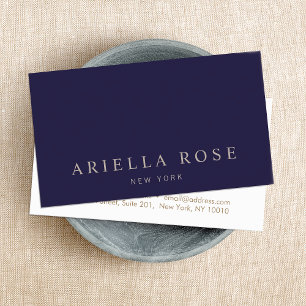 Simple Elegant Navy Blue Professional Minimalist Business Card