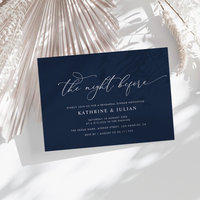 Simple Elegant Navy blue Rehearsal dinner Invitation (Creator Uploaded)