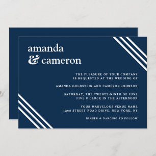 Simple Elegant Navy Blue Wedding Invitation