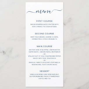 Simple Elegant Navy Blue Wedding Menu