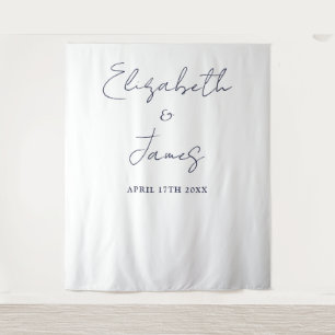 Simple Elegant Navy Blue Wedding Photo Backdrop Tapestry