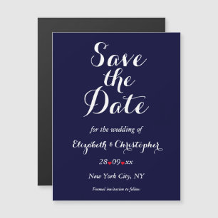 Simple Elegant Navy Blue Wedding Save the Date Magnetic Invitation