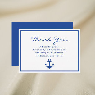 Simple Elegant Navy Veteran Memorial Thank You Card