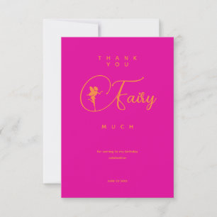 Simple Elegant Neon Pink Fairy Thank You Card