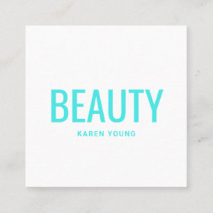 Simple elegant neon teal trendy aesthetician square business card