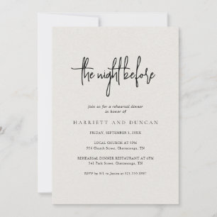 Simple Elegant Neutral Beige Rehearsal Dinner Invitation
