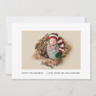 Simple Elegant New Baby Photo 2021 Holiday Card