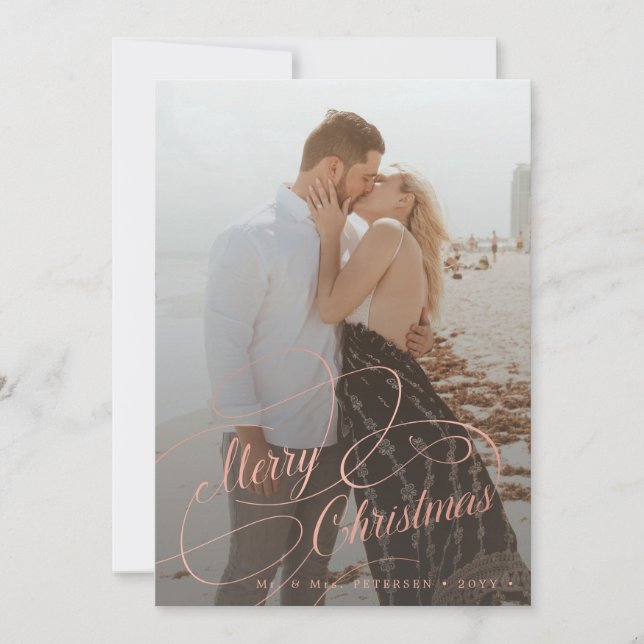 Simple elegant newlywed Merry Christmas Holiday Card (Front)