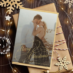 Simple elegant newlywed Merry Christmas Holiday Card