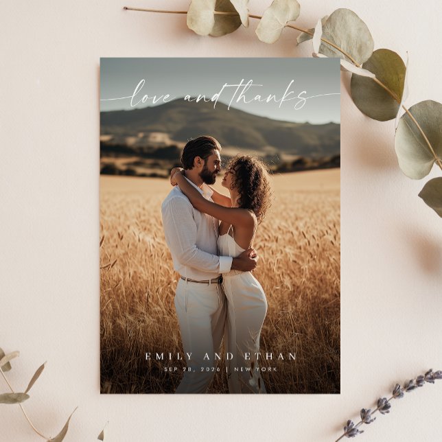 Simple Elegant Newlywed Photo Thank You Note Card (Creator Uploaded)