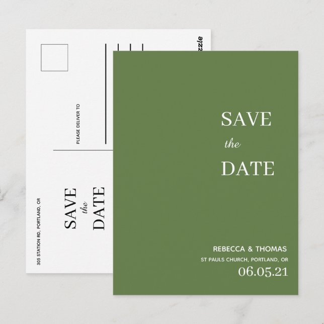 simple elegant non photo save the date postcard (Front/Back)