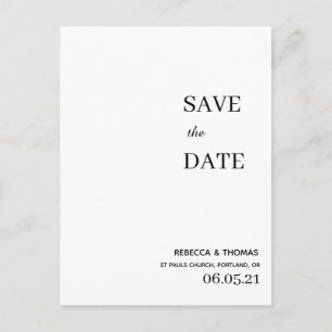 simple elegant non photo save the date postcard