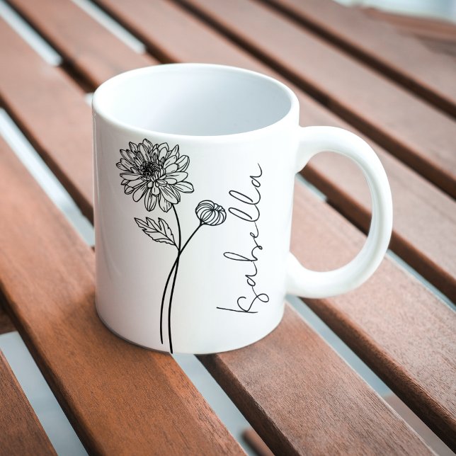 Simple Elegant November Birth Flower Script Name Coffee Mug (Creator Uploaded)