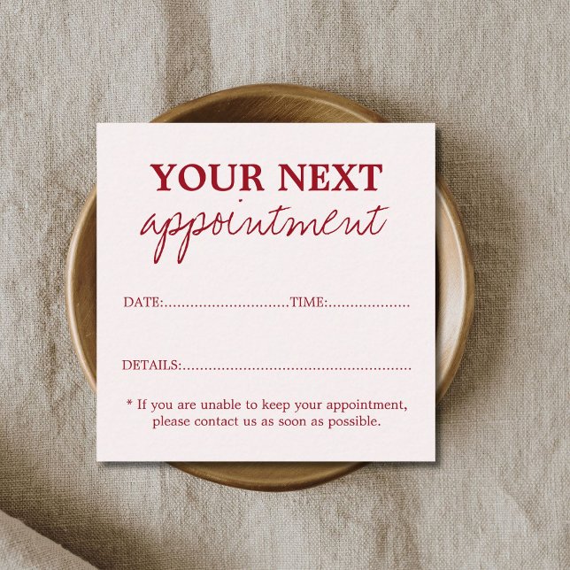 Simple Elegant Old White Cherry Red Beauty Salon Appointment Card (Creator Uploaded)