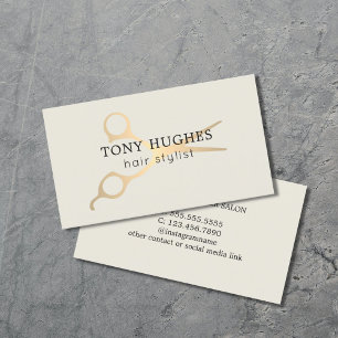 Simple Elegant Old White Gold Scissors Hairstylist Business Card