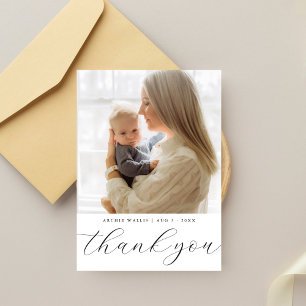 Simple Elegant One Photo Baby Shower Thank You Card
