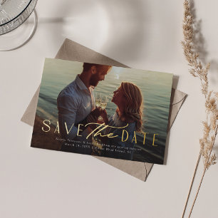 Simple elegant one photo modern type save the date