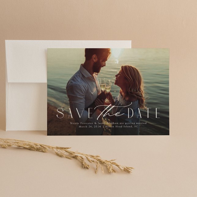 Simple elegant one photo modern type save the date (Creator Uploaded)