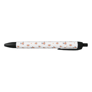 Simple Elegant Orange Flower Cute Black Ink Pen