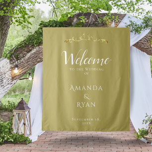Simple Elegant Ornament Welcome Wedding Backdrop Tapestry