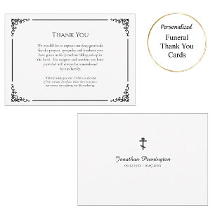 Simple, Elegant Orthodox Christian Funeral Thank You Card