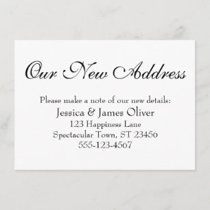 Simple, Elegant Our New Address Black on White Enclosure Card