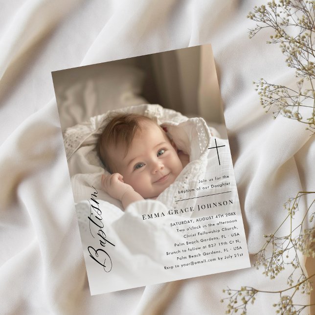 Simple Elegant Overlay Photo Baptism Boy Or Girl I Invitation (Creator Uploaded)