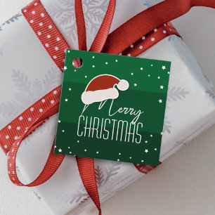 Simple Elegant Papercut Santa Hat Merry Christmas Favour Tags