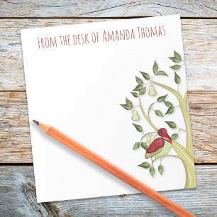 Simple Elegant Partridge Pear Tree Christmas Notepad