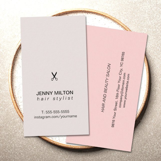 Simple Elegant Pastel Black Scissors Hair Stylist Business Card (Creator Uploaded)
