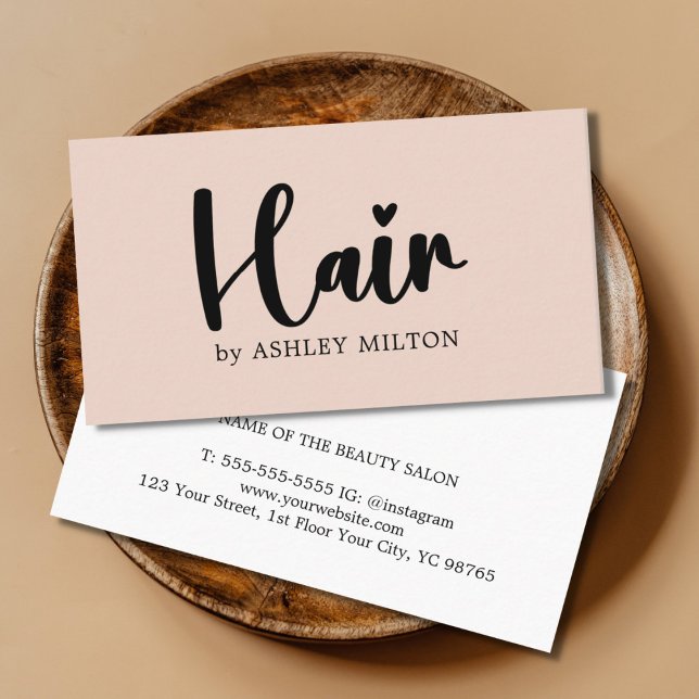 Simple Elegant Pastel Bold Black Hair Stylist Business Card (Creator Uploaded)