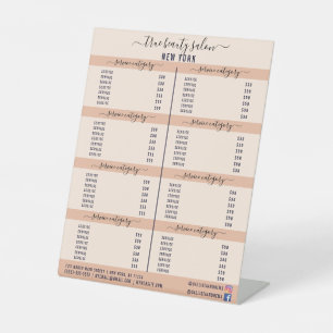 Simple Elegant Pastel Orange Salon 8 Price List Pe Pedestal Sign