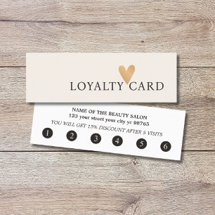 Simple Elegant Pastel White Faux Gold Heart Loyalty Card