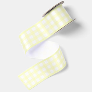 Simple Elegant Pastel Yellow Cottagecore Gingham Satin Ribbon
