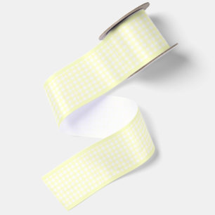 Simple Elegant Pastel Yellow Cottagecore Gingham Satin Ribbon