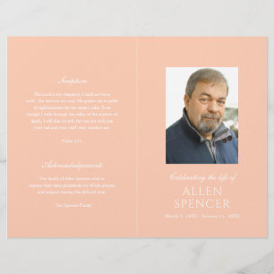 Simple Elegant Peach Modern Funeral Program