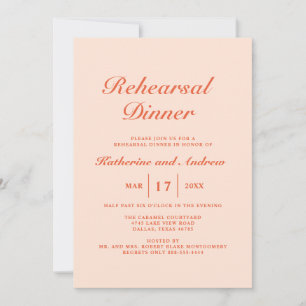 Simple Elegant Peachy Wedding Rehearsal Dinner Invitation