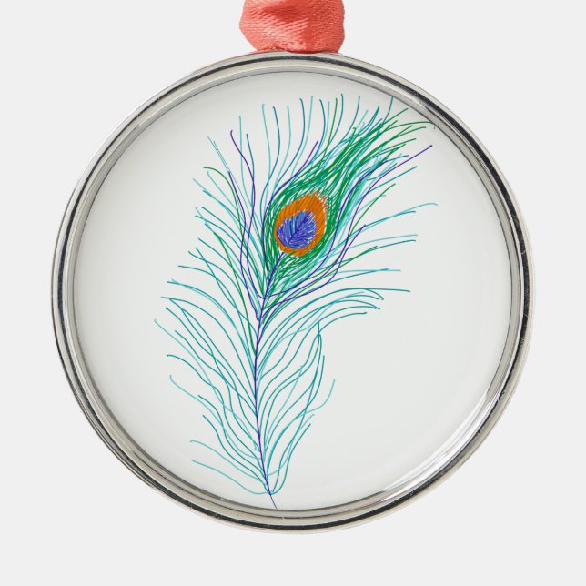 Simple Elegant Peacock Feather Metal Tree Decoration (Front)