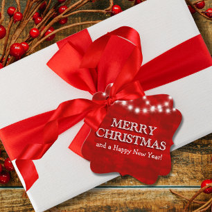 Simple Elegant Personalised Merry Christmas Lights Favour Tags