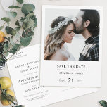 Simple Elegant Personalised Photo Save the Date Announcement Postcard<br><div class="desc">This simple, elegant modern photo wedding save the date postcard template features your names and details in black and grey beneath your photo. You might choose to change the font, punctuation or colour used for various text elements of this design on the front and/or back. For example, you might choose...</div>