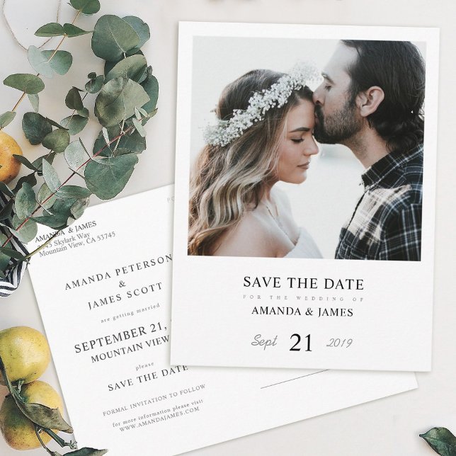 Simple Elegant Personalised Photo Save the Date Announcement Postcard (Creator Uploaded)