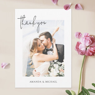 Simple Elegant Personalised Photo Wedding Thank You Card