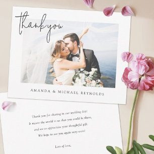 Simple Elegant Personalised Photo Wedding Thank You Card