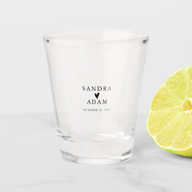 Simple Elegant Personalised Wedding Favour  Shot Glass (Front)